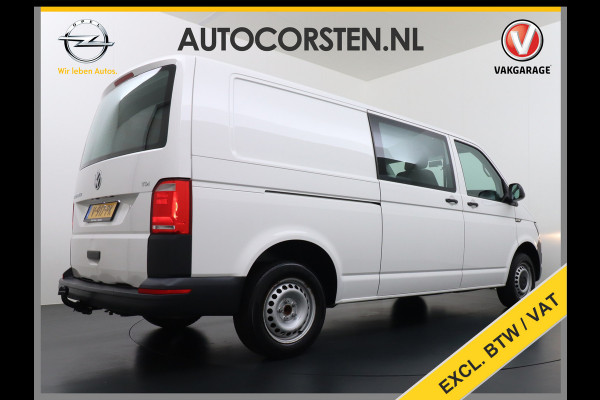 Volkswagen Transporter 2.0TDI DUBBELE CABINE L2H1 Apple Carplay Android Auto Trekhaak Airco Comfortline Betonplex Vloer Lat om Lat betimmering Euro 6 Schuifdeur Origineel Nederlandse Auto
