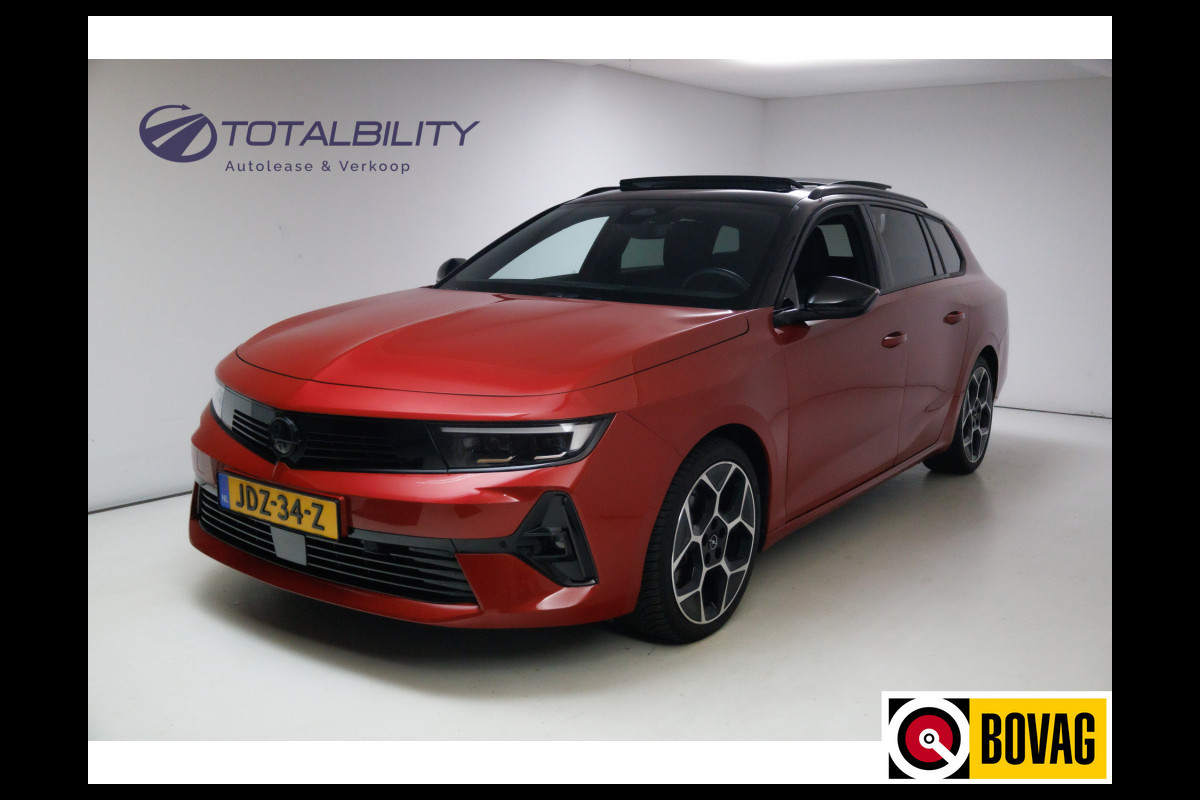 Opel Astra Sports Tourer 1.2 Turbo Ultimate | Pano | Leer | Stoelverwarming+koeling | Sportstoel met memory Achterbankverwarming, Stuurverwarming, Zwart dak, Navigatie, Adaptive cruise