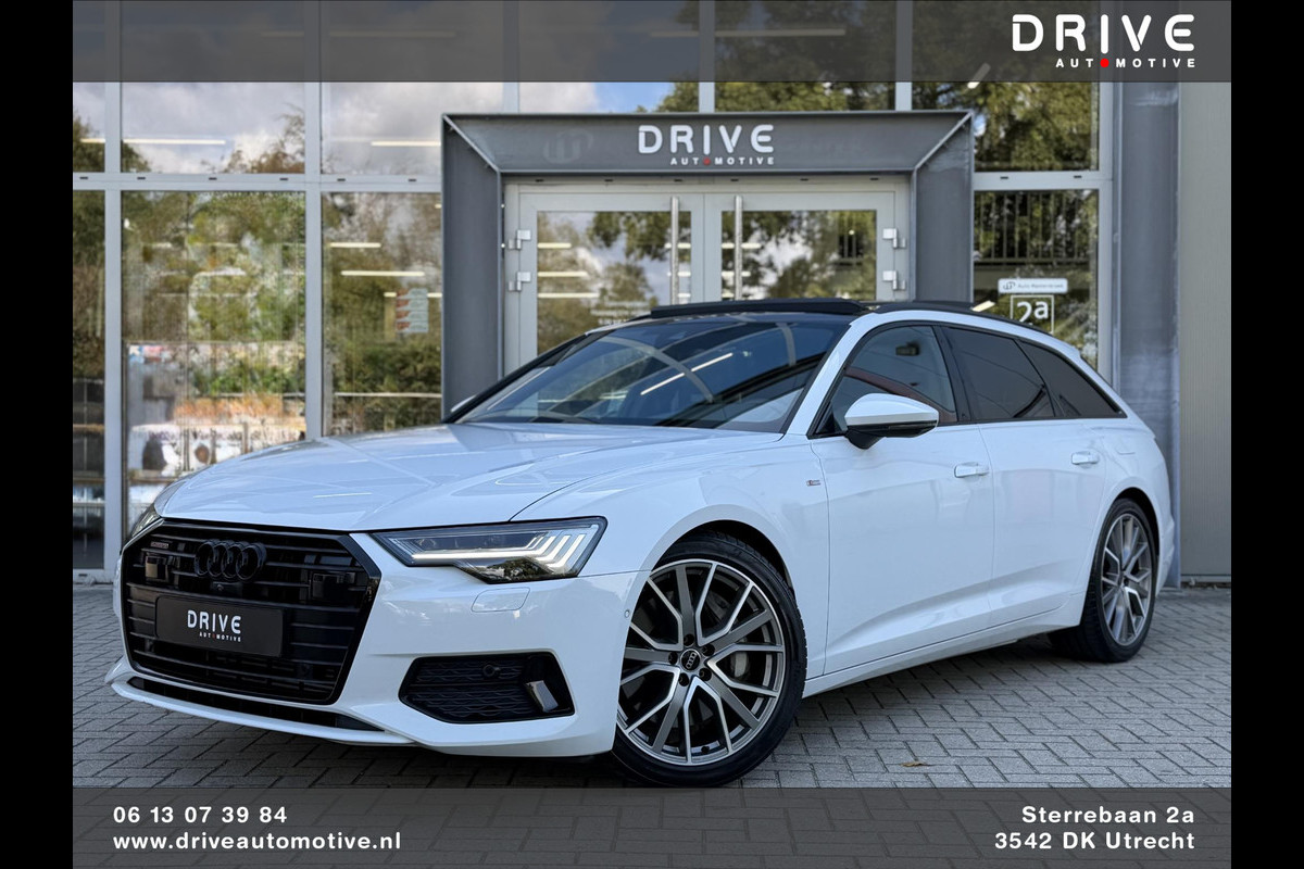 Audi A6 Avant 50 TFSI e quattro 299PK S edition |Pano|B&O|ACC|360Cam|Leer|HD Matrix|Sfeer|20"|Trekhaak|S-Line|Zwart-optiek Audi A6 Avant 50 TFSI e quattro 299PK S edition |Pano|B&O|ACC|360Cam|Leer|HD Matrix|Sfeer|20"|Trekhaak|S-Line|Zwart-optiek
