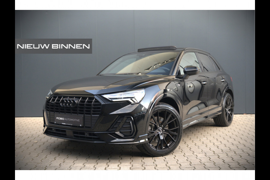 Audi Q3 40 TFSI quattro S Line Pro Line S | 190 PK | Panoramadak | Matrix Led | Stoelverwarming | Leer | Dodehoekdetectie | Automaat | BTW | Black Edition | Cruise Control | Virtual | Navigatie | Dealer Onderhouden |