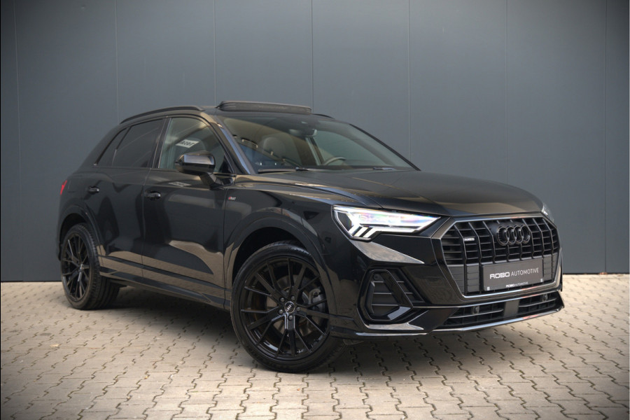 Audi Q3 40 TFSI quattro S Line Pro Line S | 190 PK | Panoramadak | Matrix Led | Stoelverwarming | Leer | Dodehoekdetectie | Automaat | BTW | Black Edition | Cruise Control | Virtual | Navigatie | Dealer Onderhouden |