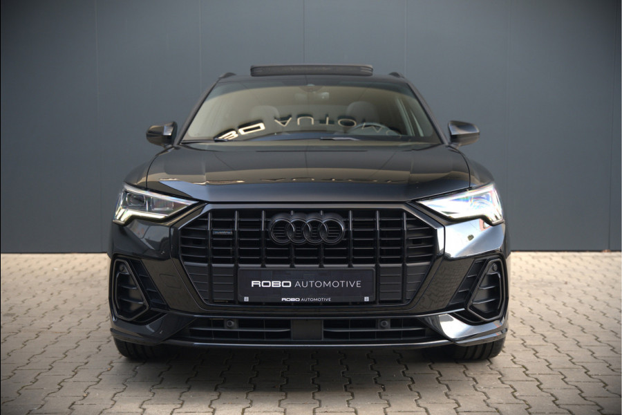 Audi Q3 40 TFSI quattro S Line Pro Line S | 190 PK | Panoramadak | Matrix Led | Stoelverwarming | Leer | Dodehoekdetectie | Automaat | BTW | Black Edition | Cruise Control | Virtual | Navigatie | Dealer Onderhouden |