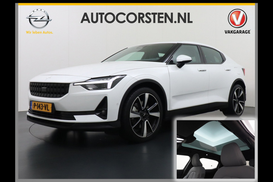 Polestar 2 Long Range 78 kWh SOH=92,7% Pano-Dak 20" Sleutelloos(Telefoon-sleutel) Adaptive-Cruise Carplay Android 360-Camera Elektr.stoelen Phone-Connect.Stoel-Verwarmd 1500kg-trekvermogen OnePedal drive Licht+Zichtpakket 55.000 nieuw!! EBD RemAssist Virtual-Cockpit digiDash Uitparkeer waarschuwing Botswaarsc.syst. Autonoom-Rem Noodrem ESP TCS Hill-Assist Lane Assist Pre-Crash-Syst. Emergency-Call Keyless Ecc tot 150kw snell