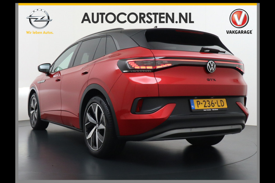 Volkswagen ID.4 GTX 4Motion 300PK (82Kw) 77 kWh PanoDak Warmtepomp 360-Camera 20" Apple Carplay Android Adaptive-Cruise Navi LED-v+a PDC-v+a Two Dual-Ecc App-Connect Mirror-Link Grootste Accu 0-100 6,3 seconden! AWD All Wheel Drive Assistentiepakket Design-pakket plus. Accu garantie tot 15-04-2030/160.000km laden tot 175kw DC of thuis 11kwh AC per uur. Orig.NLse auto € 58.000 nieuw