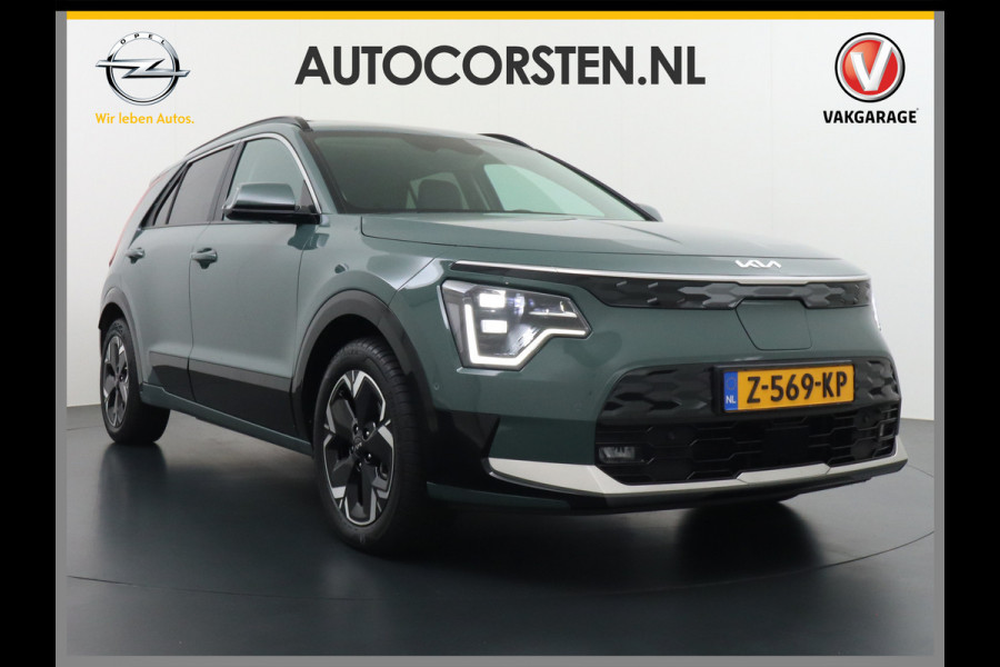 Kia Niro EV 64,8 kWh 218 pk Full-Options Executive Leer+Elektr.+Geheug. Adap.Cruise Schuif/Kanteldak HUD Camera Apple Carplay Android Auto H Stoelverwarming/ventilatie/koeling Stuur+Achterbankverwarming 3 fase 11kw thuis laden Origineel Nederlandse Auto Fabrieksgarantie tot 30-5-2031! Grootste Accu  51.000 nieuw! tot 750 Trekvermogen!