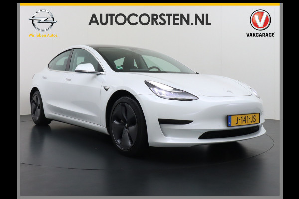 Tesla Model 3 RWD SR+ 60kWh 325PK SOH=85% LMV  AutoPilot Leder PanoDak Adaptive-Cruise Lmv Camera's Elektr.-Stuur+Stoelen+Spiegels+Geheugen+Ea Navi LED Comfortstoelen ACC DAB Voorverwarmen interieur via App Keyless via Telefoonsleutel One-Pedal-Drive Origineel Nederlandse auto tot 11kw laden thuis! 1.584kg licht!