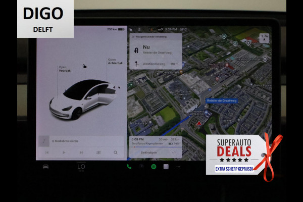 Tesla Model 3 BLACKLINE BI-TONE PANO STD ACCUTEST 86% RWD 60 kWH LEDER.NAVI.CAMERA.AUTOPILOT, STOELVERWARMING EN NOG VEEL MEER!