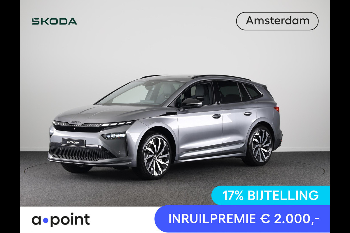 Škoda Enyaq 85 Sportline 286 pk | Business upgrade pakket - ADVANCED | Panoramadak | 21 inch lichtmetalen velgen Škoda Enyaq 85 Sportline 286 pk | Business upgrade pakket - ADVANCED | Panoramadak | 21 inch lichtmetalen velgen