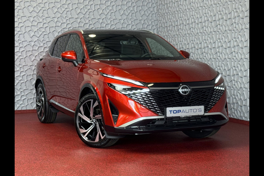 Nissan QASHQAI 1.3 MHEV 160PK TEKNA PLUS BOSE 20''LMV LEER ALCANTARA PANO MASSAGE BOSE STOEL/STUUR/RUIT VERW MATRIX.LED ELEK.KLEP HEADUP 20''LM 04/2025