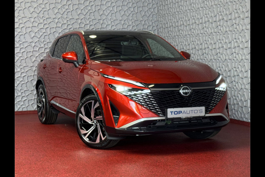 Nissan QASHQAI 1.3 MHEV 160PK TEKNA PLUS BOSE 20''LMV LEER ALCANTARA PANO MASSAGE BOSE STOEL/STUUR/RUIT VERW MATRIX.LED ELEK.KLEP HEADUP 20''LM 04/2025