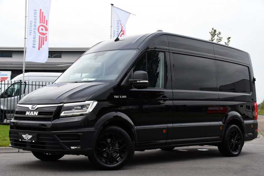 MAN TGE 35 2.0 L3H3 Black Edition Adaptieve Cruise, Camera, Clima, LED, Stoelverwarming, 177PK, Automaat, Carplay, NAVI, Uniek!