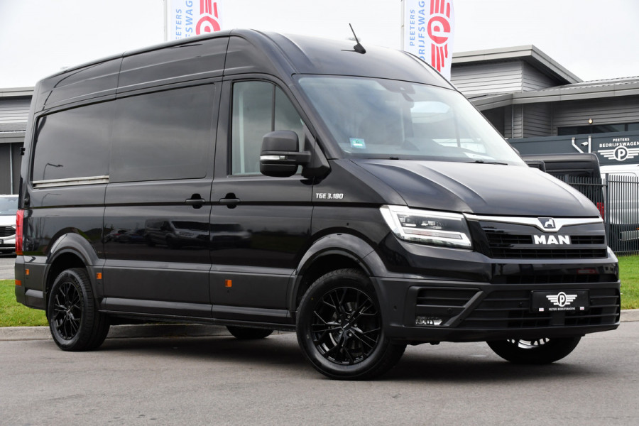MAN TGE 35 2.0 L3H3 Black Edition Adaptieve Cruise, Camera, Clima, LED, Stoelverwarming, 177PK, Automaat, Carplay, NAVI, Uniek!