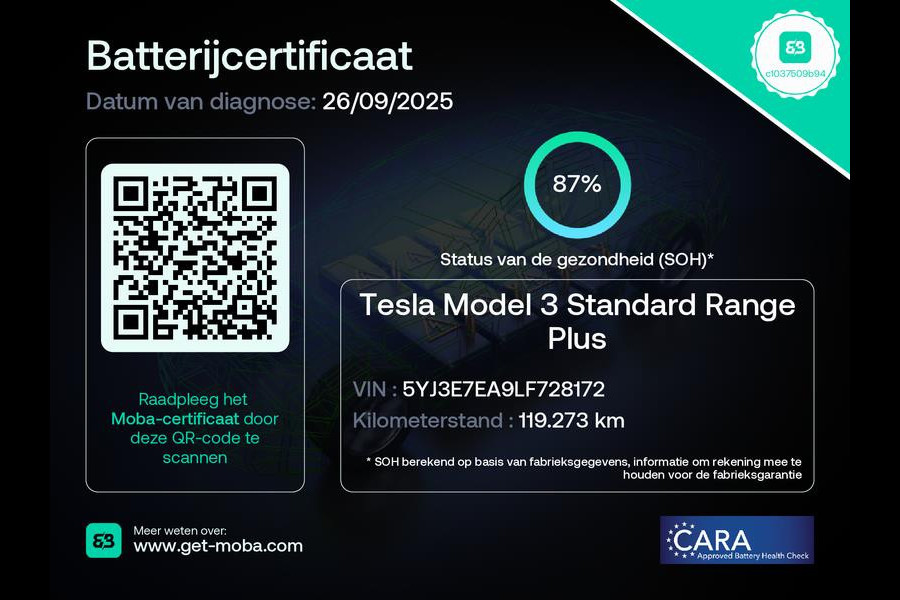 Tesla Model 3 Standard RWD Plus 60 kWh Trekhaak (1.000kg) SOH 87% 19 INCH Velgen Rijklaarprijs!