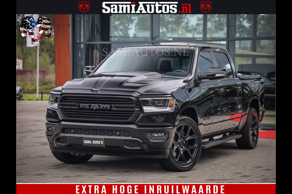 Dodge Ram 1500 SPORT BLACK EDITION | 4X4 5.7 V8 | VOL OPTIETS | 360 CAMERA | APPLE CARPLAY | 3500KG | 22INCH NIGHT | FULL LED | ADAPTIVE CRUISE | MEMORY SEATS | LEDER | DUBBELE CABINE | CREWCAB Dodge Ram 1500 SPORT BLACK EDITION | 4X4 5.7 V8 | VOL OPTIETS | 360 CAMERA | APPLE CARPLAY | 3500KG | 22INCH NIGHT | FULL LED | ADAPTIVE CRUISE | MEMORY SEATS | LEDER | DUBBELE CABINE | CREWCAB