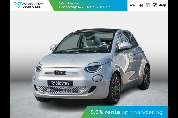 Fiat 500E Cabrio La Prima 42 kWh | Clima | Cruise | Leder | 17" | Priv Glass | Winter Pack | JBL Sound | BSM | Apple Carplay