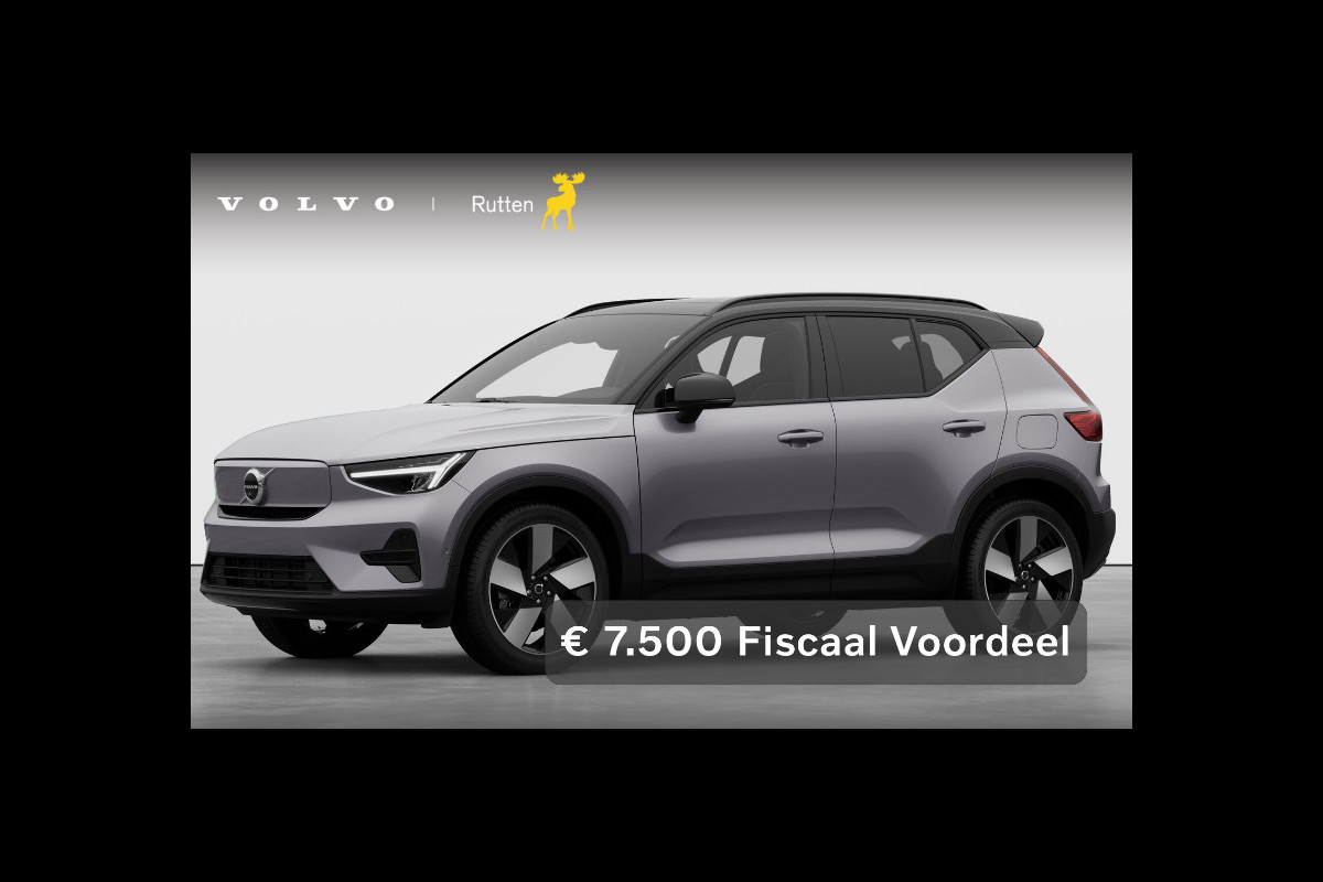 Volvo EX40 252PK Automaat Single Ext. Range Plus 82 kWh / Lounge Pakket / Extra getint glas / 360 Camera / 20'' velgen / Panoramadak / Zwart dak / Harman Kardon / Adaptieve cruise control / Getint glas / Stoel en stuurwielverwarming / parkeersensoren met 360 camera /  BLIS