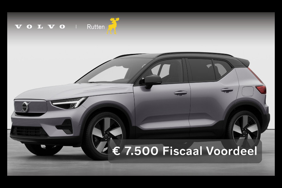 Volvo EX40 252PK Automaat Single Ext. Range Plus 82 kWh / Lounge Pakket / Extra getint glas / 360 Camera / 20'' velgen / Panoramadak / Zwart dak / Harman Kardon / Adaptieve cruise control / Getint glas / Stoel en stuurwielverwarming / parkeersensoren met 360 camera /  BLIS