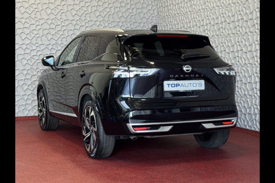 Nissan QASHQAI 1.3 MHEV 160PK 20''LMV LEER PANO MASSAGE TEKNA PLUS BOSE STOEL/STUUR/RUIT VERW MATRIX.LED ELEK.KLEP HEADUP 20''LMV GOOGLE NAVI 03/2025