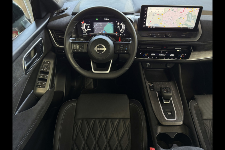 Nissan QASHQAI 1.3 MHEV 160PK 20''LMV LEER PANO MASSAGE TEKNA PLUS BOSE STOEL/STUUR/RUIT VERW MATRIX.LED ELEK.KLEP HEADUP 20''LMV GOOGLE NAVI 03/2025