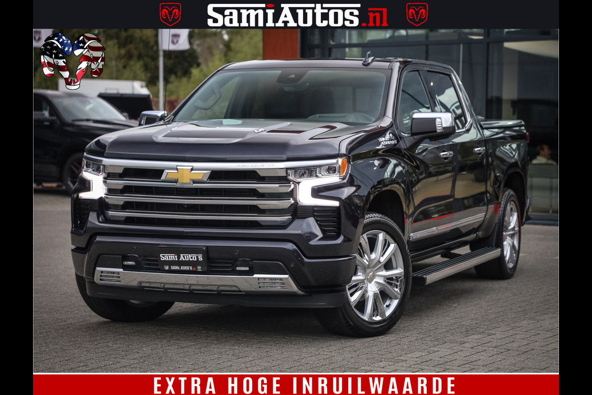 Chevrolet Silverado LUXURY PICK UP | 6.2 V8 HIGH COUNTRY | BOM VOL | DC | TITANIUM RUSH KLEUR | HUD | ZO GOED ALS NIEUW | Chevrolet Silverado LUXURY PICK UP | 6.2 V8 HIGH COUNTRY | BOM VOL | DC | TITANIUM RUSH KLEUR | HUD | ZO GOED ALS NIEUW |