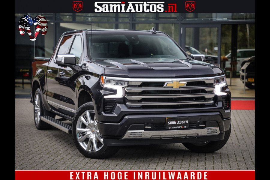 Chevrolet Silverado LUXURY PICK UP | 6.2 V8 HIGH COUNTRY | BOM VOL | DC | TITANIUM RUSH KLEUR | HUD | ZO GOED ALS NIEUW |