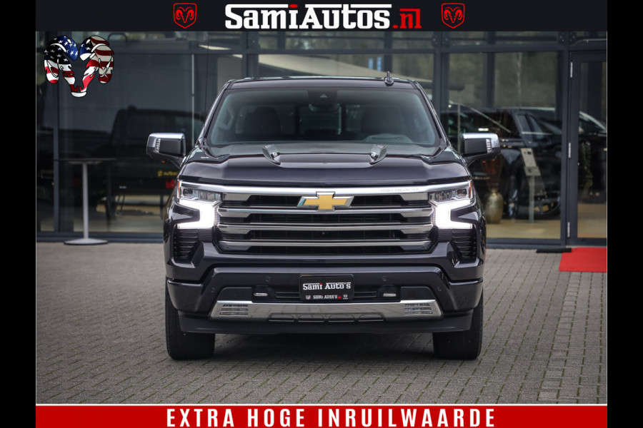 Chevrolet Silverado LUXURY PICK UP | 6.2 V8 HIGH COUNTRY | BOM VOL | DC | TITANIUM RUSH KLEUR | HUD | ZO GOED ALS NIEUW |