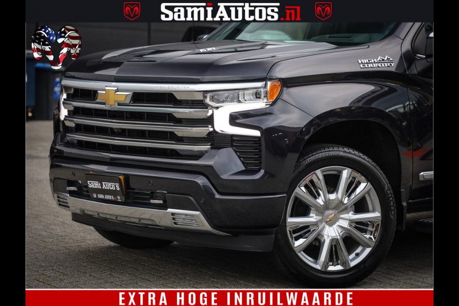 Chevrolet Silverado LUXURY PICK UP | 6.2 V8 HIGH COUNTRY | BOM VOL | DC | TITANIUM RUSH KLEUR | HUD | ZO GOED ALS NIEUW |