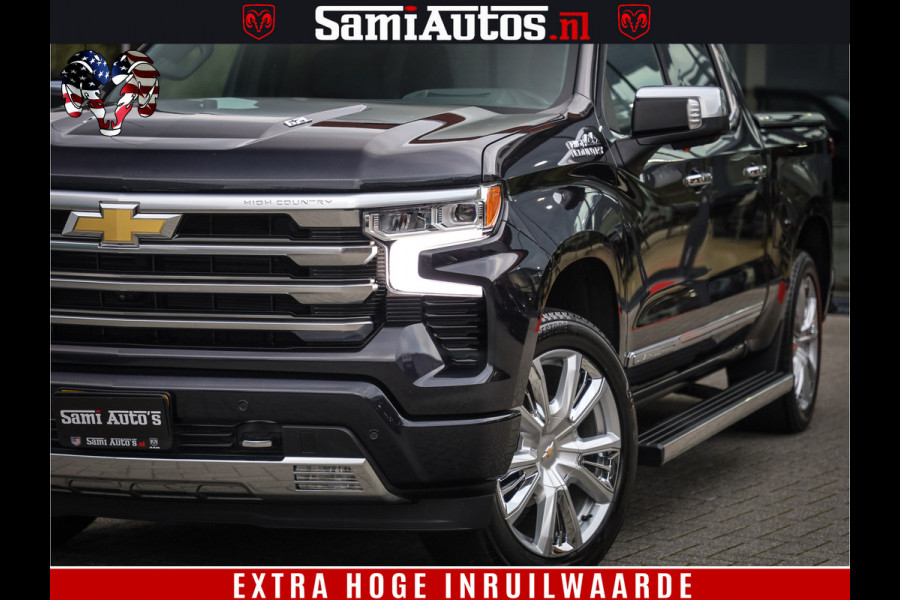 Chevrolet Silverado LUXURY PICK UP | 6.2 V8 HIGH COUNTRY | BOM VOL | DC | TITANIUM RUSH KLEUR | HUD | ZO GOED ALS NIEUW |