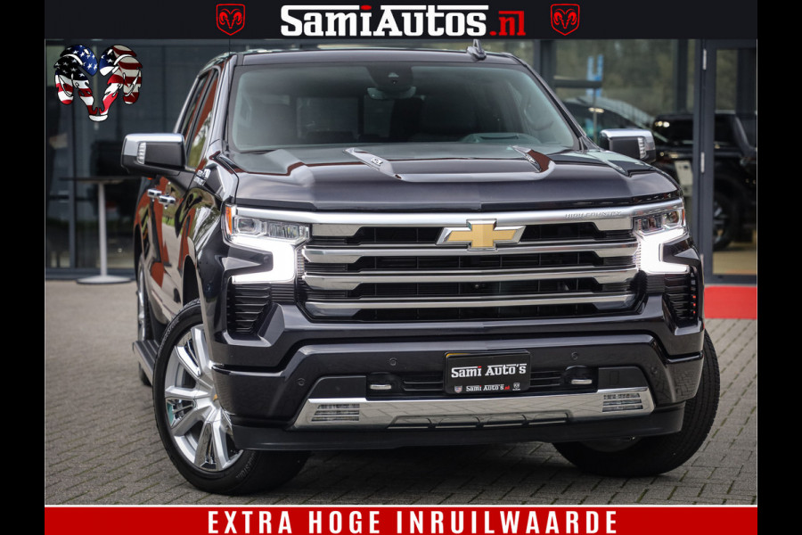 Chevrolet Silverado LUXURY PICK UP | 6.2 V8 HIGH COUNTRY | BOM VOL | DC | TITANIUM RUSH KLEUR | HUD | ZO GOED ALS NIEUW |