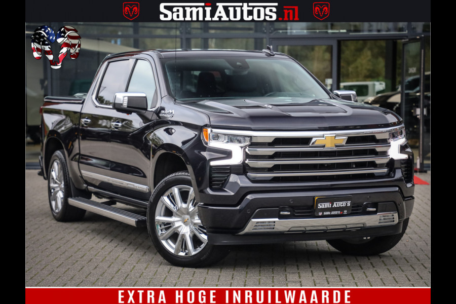 Chevrolet Silverado LUXURY PICK UP | 6.2 V8 HIGH COUNTRY | BOM VOL | DC | TITANIUM RUSH KLEUR | HUD | ZO GOED ALS NIEUW |