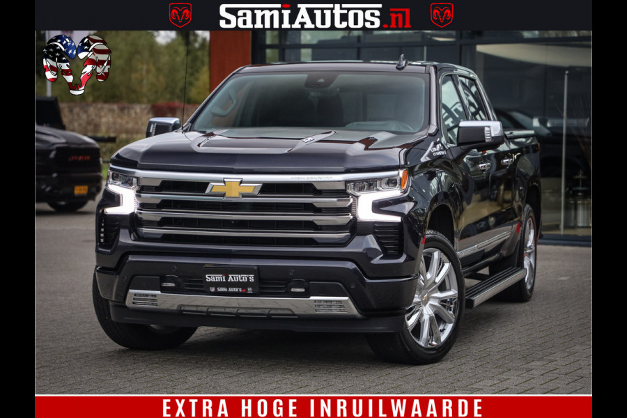Chevrolet Silverado LUXURY PICK UP | 6.2 V8 HIGH COUNTRY | BOM VOL | DC | TITANIUM RUSH KLEUR | HUD | ZO GOED ALS NIEUW |