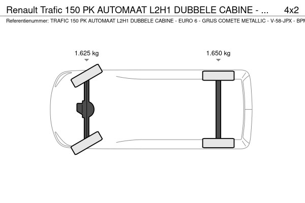 Renault Trafic 150 PK AUTOMAAT L2H1 DUBBELE CABINE - EURO 6 - GRIJS COMETE METALLIC - V-58-JPX - BPM VRIJ! Renault Trafic 150 PK AUTOMAAT L2H1 DUBBELE CABINE - EURO 6 - GRIJS COMETE METALLIC - V-58-JPX - BPM VRIJ!