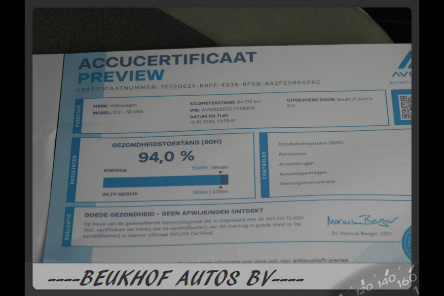 Volkswagen ID.3 First Plus 58 kWh Trekhaak Carplay Soh 94% Volkswagen ID.3 First Plus 58 kWh Trekhaak Carplay Soh 94%