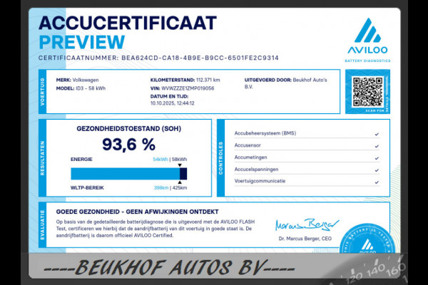 Volkswagen ID.3 Business 58 kWh Camera Nieuwe Velge Soh 93.6