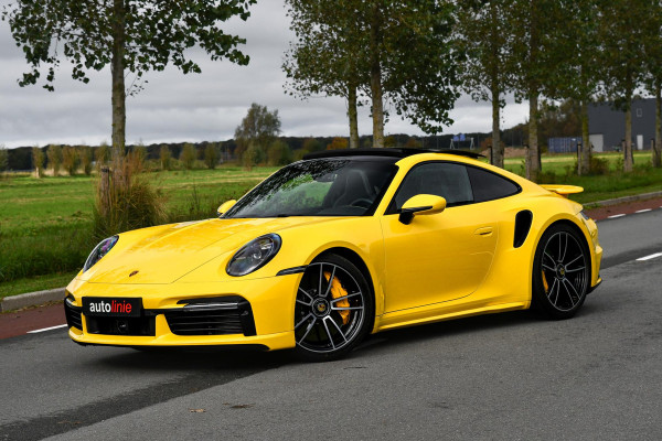 Porsche 911 3.8 Turbo S. Keramisch, Racing Yellow, Burmester, Alcantara hemel, PDCC, Sportuitl, Pano, ACC, 18 Weg, Dodeh, Camera!