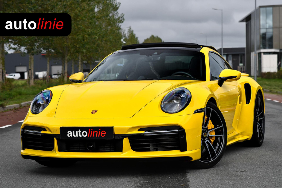 Porsche 911 3.8 Turbo S. Keramisch, Racing Yellow, Burmester, Alcantara hemel, PDCC, Sportuitl, Pano, ACC, 18 Weg, Dodeh, Camera! Porsche 911 3.8 Turbo S. Keramisch, Racing Yellow, Burmester, Alcantara hemel, PDCC, Sportuitl, Pano, ACC, 18 Weg, Dodeh, Camera!