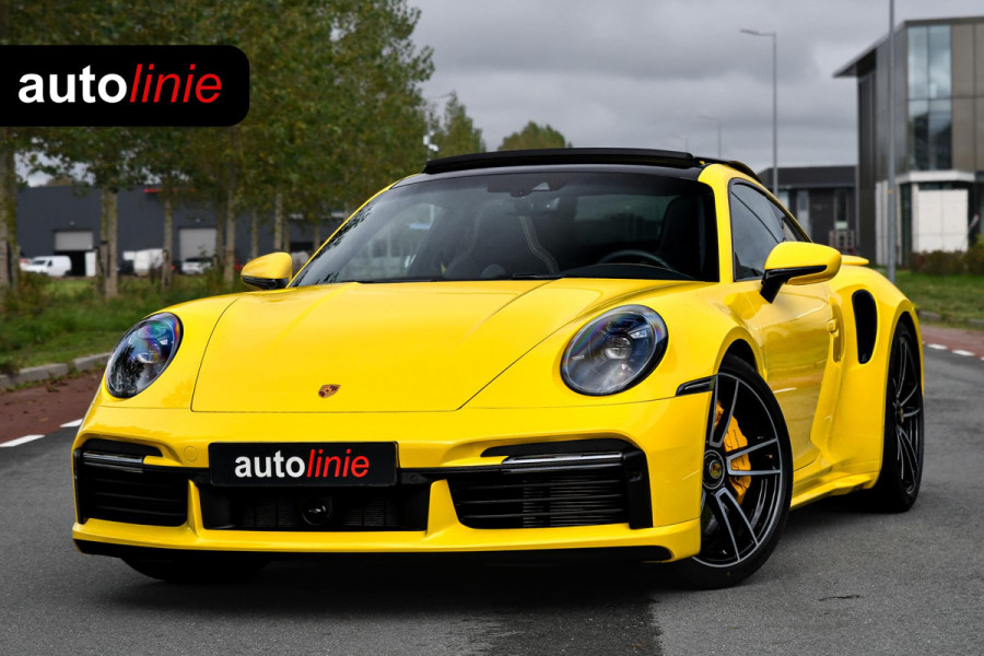 Porsche 911 3.8 Turbo S. Keramisch, Racing Yellow, Burmester, Alcantara hemel, PDCC, Sportuitl, Pano, ACC, 18 Weg, Dodeh, Camera!