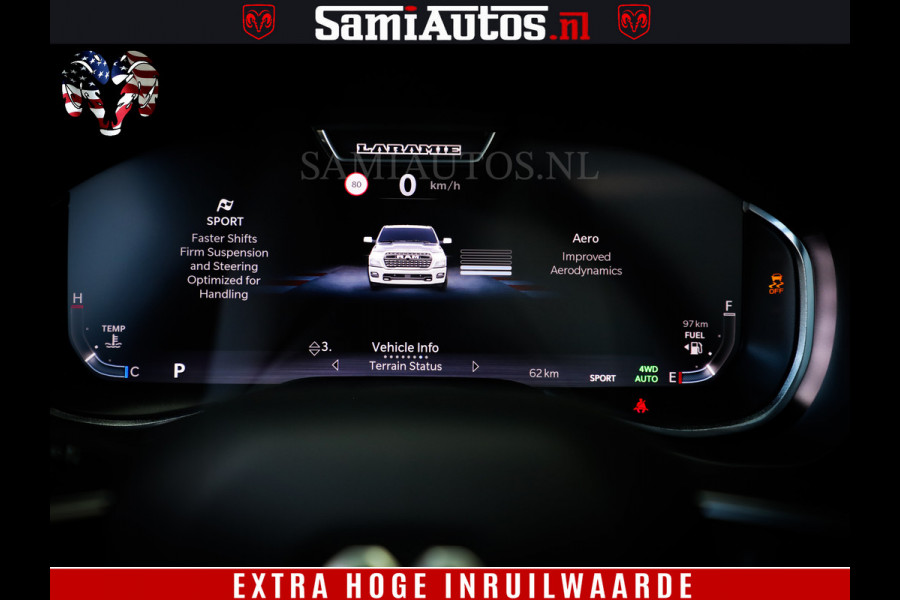 Dodge Ram 1500 Night Premium | Full Option | De Meest Luxe Pick-Up in zijn Klasse | Comfortabele Dubbele Cabine met Royale 5 Zitplaatsen | BPM vrij | Nu Leverbaar uit Voorraad | Voorraad Nr 2285 - 7648