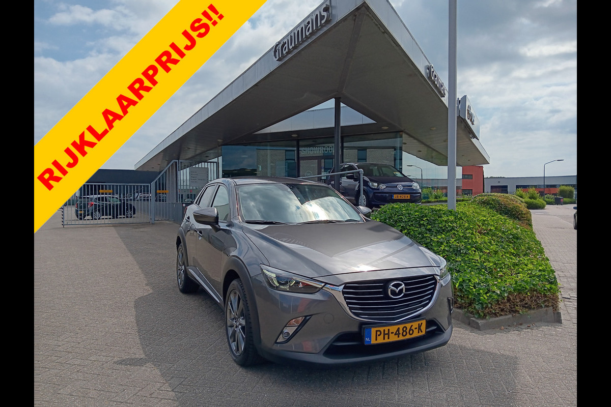 Mazda CX-3 2.0 SkyActiv-G 120 GT-Luxury AUTOMAAT, Leder, Navi, Clima, Head-up, etc. incl. 12 MND BOVAGGARANTIE Mazda CX-3 2.0 SkyActiv-G 120 GT-Luxury AUTOMAAT, Leder, Navi, Clima, Head-up, etc. incl. 12 MND BOVAGGARANTIE