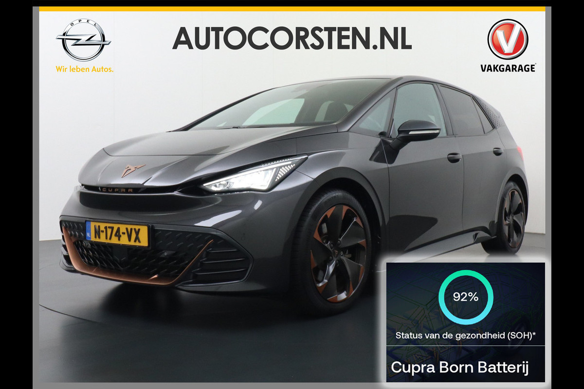 CUPRA Born Adrenaline One 62kWh 3 Fase 204PK SOH 92% Sport Stoelen+Verwarmd Apple Carplay Android Adap.Cruise Navi Camera 19" Pdc-a+v LED ParkAssist Ecc Keyless Advanced Front assist Sport-Onderstel Onlineservices Privacy Glas E-sound luidspr v e-call Led AEB Bots-Waarsch. ASR ESP Uitwijk-Assistent Verkeersbord-Detectie Origineel Nederlandse Auto thuis tot 11kwh laden! CUPRA Born Adrenaline One 62kWh 3 Fase 204PK SOH 92% Sport Stoelen+Verwarmd Apple Carplay Android Adap.Cruise Navi Camera 19" Pdc-a+v LED ParkAssist Ecc Keyless Advanced Front assist Sport-Onderstel Onlineservices Privacy Glas E-sound luidspr v e-call Led AEB Bots-Waarsch. ASR ESP Uitwijk-Assistent Verkeersbord-Detectie Origineel Nederlandse Auto thuis tot 11kwh laden!
