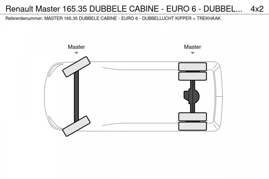 Renault Master 165.35 DUBBELE CABINE - EURO 6 - DUBBELLUCHT KIPPER + TREKHAAK Renault Master 165.35 DUBBELE CABINE - EURO 6 - DUBBELLUCHT KIPPER + TREKHAAK