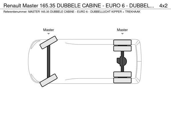 Renault Master 165.35 DUBBELE CABINE - EURO 6 - DUBBELLUCHT KIPPER + TREKHAAK Renault Master 165.35 DUBBELE CABINE - EURO 6 - DUBBELLUCHT KIPPER + TREKHAAK