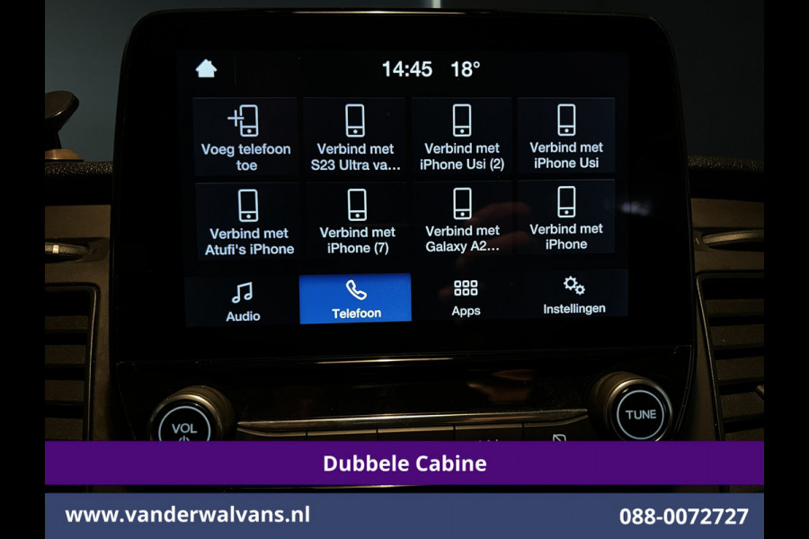Ford Transit Custom 2.0 TDCI 130pk L2H1 Dubbele Cabine Euro6 Airco | 5-Zits | Camera | 2x zijdeur | Apple Carplay Cruisecontrol, LED, LM velgen, Stoelverwarming, Verwarmde voorruit, Parkeersensoren, Sidebars