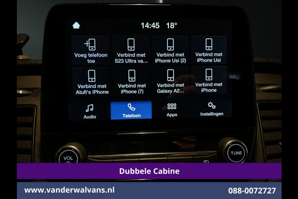 Ford Transit Custom 2.0 TDCI 130pk L2H1 Dubbele Cabine Euro6 Airco | 5-Zits | Camera | 2x zijdeur | Apple Carplay Cruisecontrol, LED, LM velgen, Stoelverwarming, Verwarmde voorruit, Parkeersensoren, Sidebars
