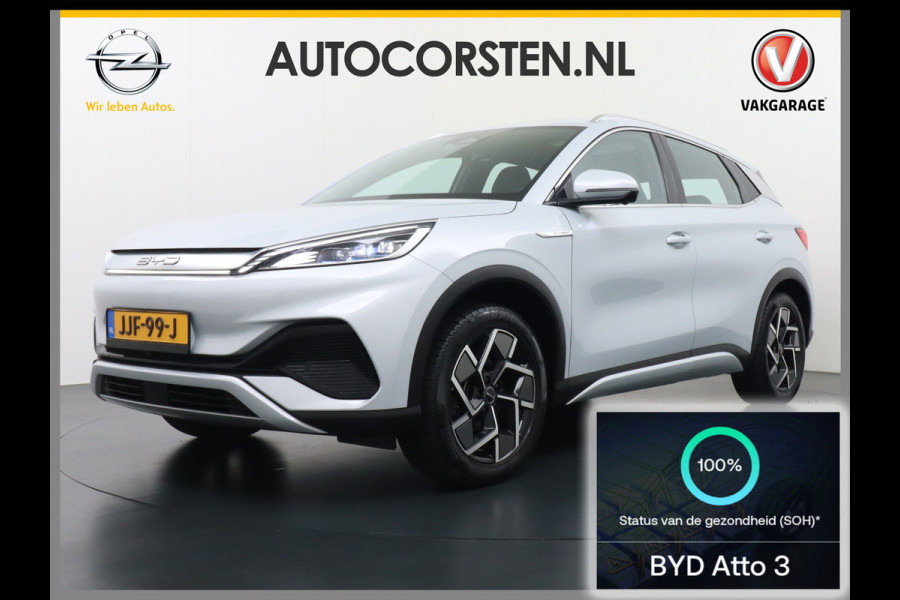 BYD ATTO 3 60kWh Design SOH 100% Panoramadak Leder+Elektr.Verst. Warmtepomp Adaptieve Cruise 360°Camera Apple Carplay Android Auto Elektr.A Verkeersbord detectie WiFi DAB Led Rijstrooksensor Keyless Smartphone Entry Fabrieksgarantie tot 20-12-2028/150.000km Garantie op de LFP Accu tot 20-12-2030/200.000km €44.000,- Nieuw! BYD ATTO 3 60kWh Design SOH 100% Panoramadak Leder+Elektr.Verst. Warmtepomp Adaptieve Cruise 360°Camera Apple Carplay Android Auto Elektr.A Verkeersbord detectie WiFi DAB Led Rijstrooksensor Keyless Smartphone Entry Fabrieksgarantie tot 20-12-2028/150.000km Garantie op de LFP Accu tot 20-12-2030/200.000km €44.000,- Nieuw!