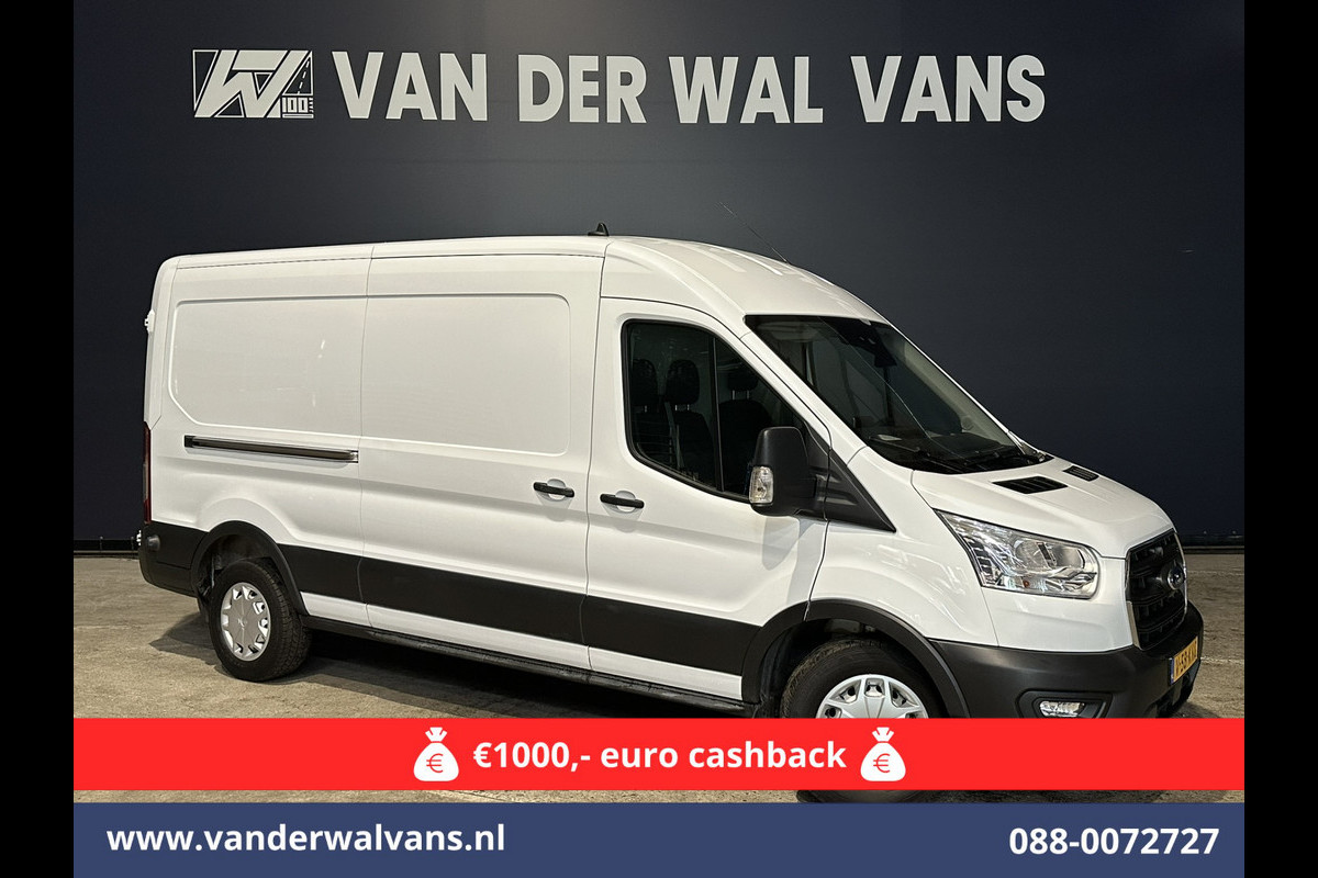 Ford Transit 2.0 TDCI 131pk L3H2 Euro6 Airco | Camera | Navigatie | Apple Carplay | Cruisecontrol Stoelverwarming, Verwarmde voorruit, Parkeersensoren, Bijrijdersbank, 2500kg trekvermogen