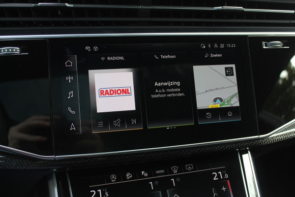 Audi Q8 55 TFSI quattro Pro Line S / Trekhaak / Panoramadak / Camera / Head-up / Luxe Leder / Carbon / 22'' / RS Seats / Keyless / Sfeerverlichting / Matrix LED / Stoelventilatie / Stuur+Stoelverwarming / DAB / ACC / Stoelm