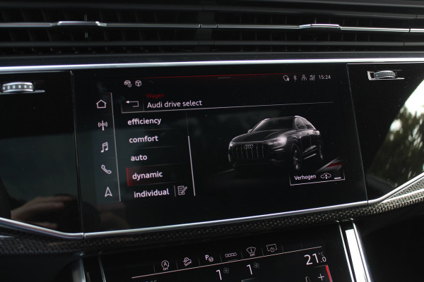 Audi Q8 55 TFSI quattro Pro Line S / Trekhaak / Panoramadak / Camera / Head-up / Luxe Leder / Carbon / 22'' / RS Seats / Keyless / Sfeerverlichting / Matrix LED / Stoelventilatie / Stuur+Stoelverwarming / DAB / ACC / Stoelm