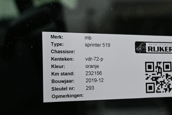 Mercedes-Benz Sprinter 519 CDI 3.0 V6 L3 Bakwagen met laadklep 3500 KG trekhaak, Dhollandia klep, Camera, Zijdeur