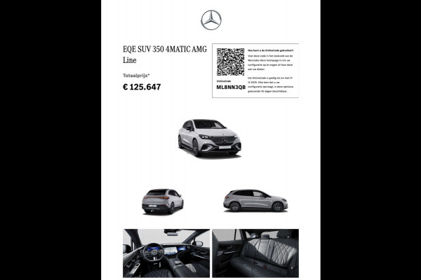 Mercedes-Benz EQE SUV EQE 350 4MATIC AMG Line | NIGHT | € 66.100 ex BTW | Alpingrau | Nappaleder Mercedes-Benz EQE SUV EQE 350 4MATIC AMG Line | NIGHT | € 66.100 ex BTW | Alpingrau | Nappaleder